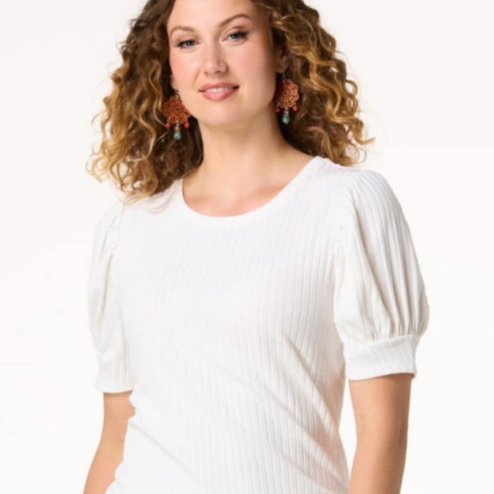 SALE!! Women's Ribbed Puff Sleeve Top